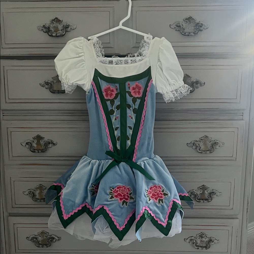 Floral Blue and Green Kids Costume
